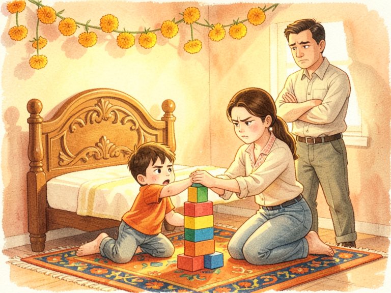 A child in bed with a caregiver at the bedside