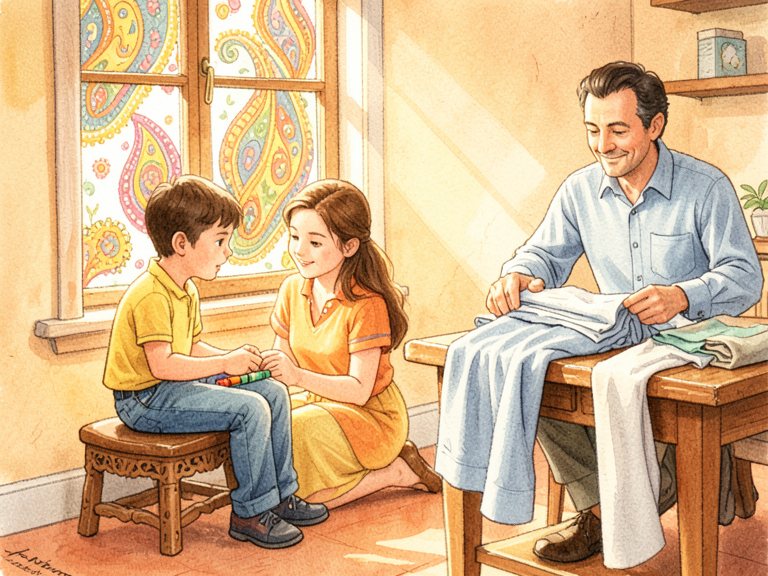 A small child reaching up toward a caregiver