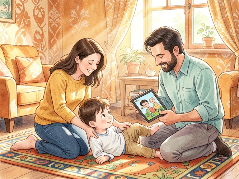 A child lit by the glow of a tablet screen.