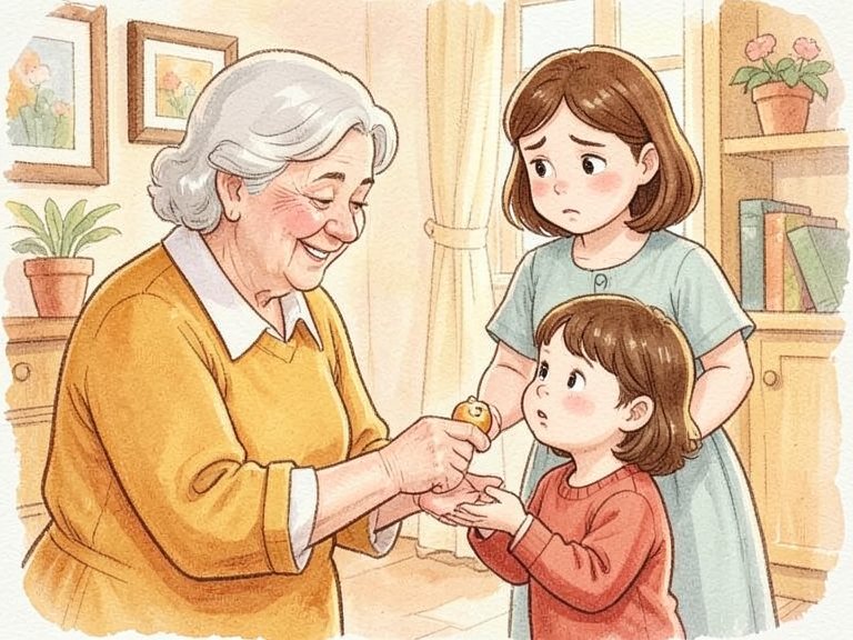 A small child reaching up toward a taller adult.