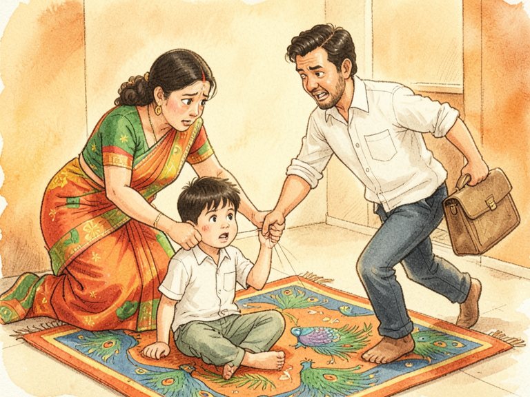 एक बड़ी घड़ी के पास खड़ी एक आकृति।