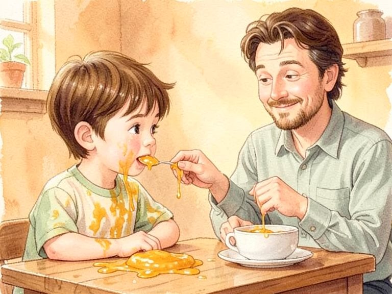 A child at a table with a plate of food