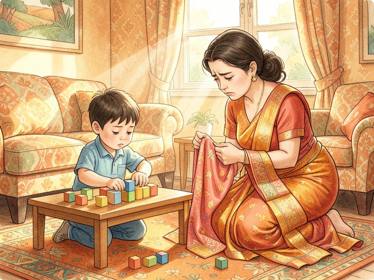 एक छोटा बच्चा किसी बड़े की ओर हाथ बढ़ाता हुआ।