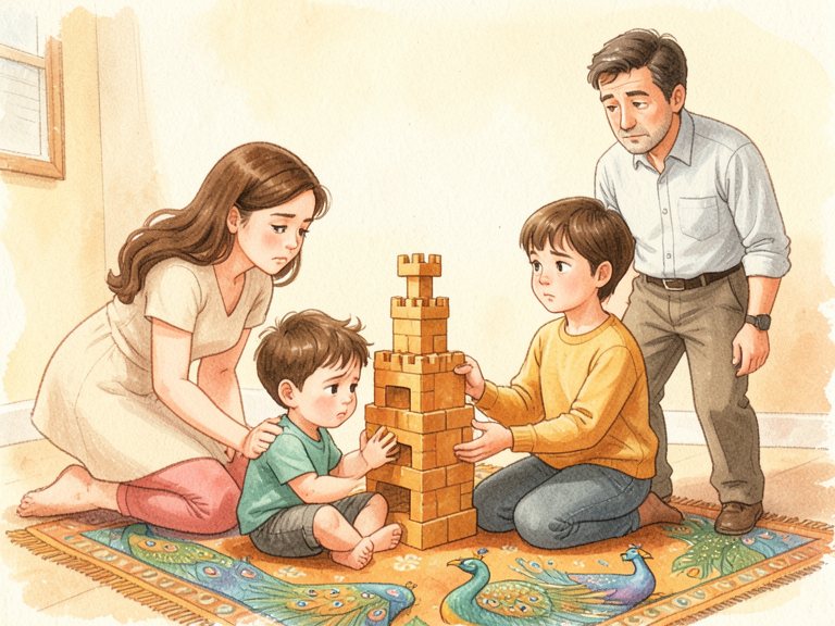 Two children beside each other, one turned away.