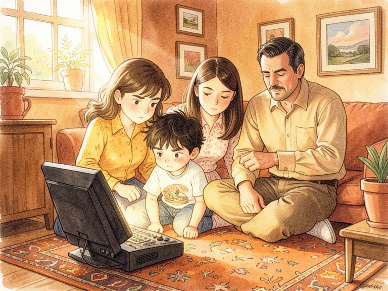 A child lit by the glow of a tablet, asking it a question.