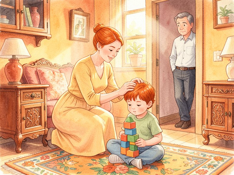 A parent facing their own reflection, thinking back.