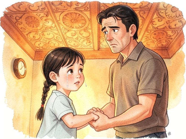 A child crying at a school gate as a parent steps through the open doorway to leave.