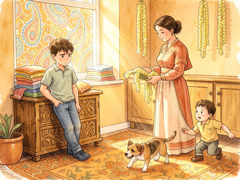 A parent and a teenager turned apart from each other with an unsaid bubble between them.