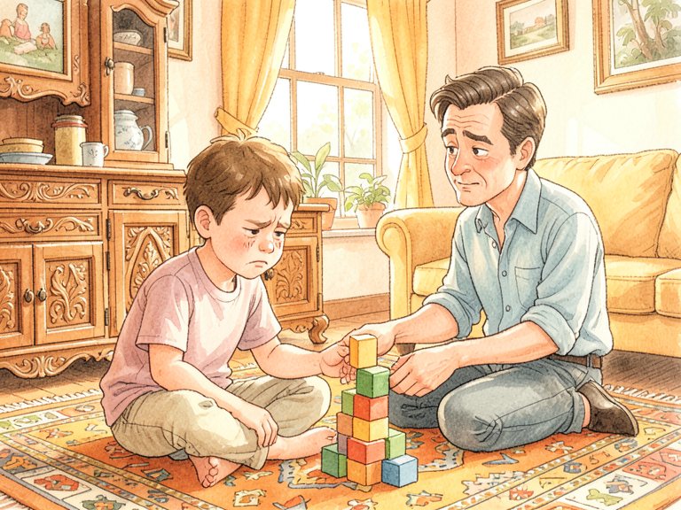 A parent with the word no repeated in a row of fading speech bubbles.